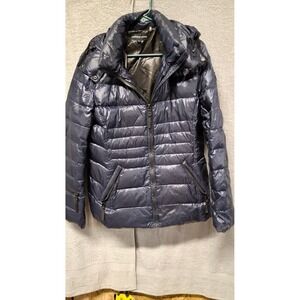 Andrew Marc Navy Blue Shiny Puffer Jacket 650 Fill Power 0F Warmth Factor XL